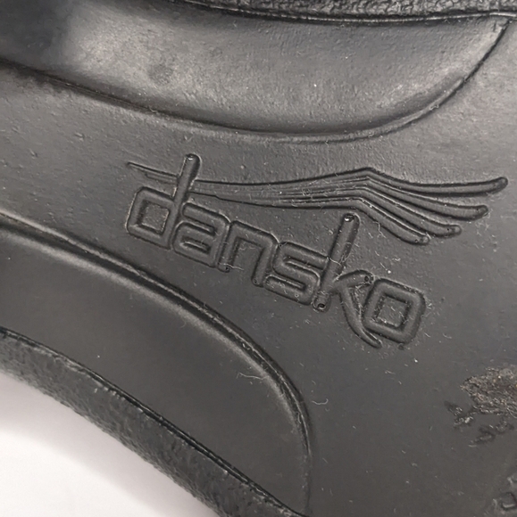 Dansko Leather Brown Black Clogs Mules Heeled Comfort Orthopedic Size 38 - Picture 9 of 9